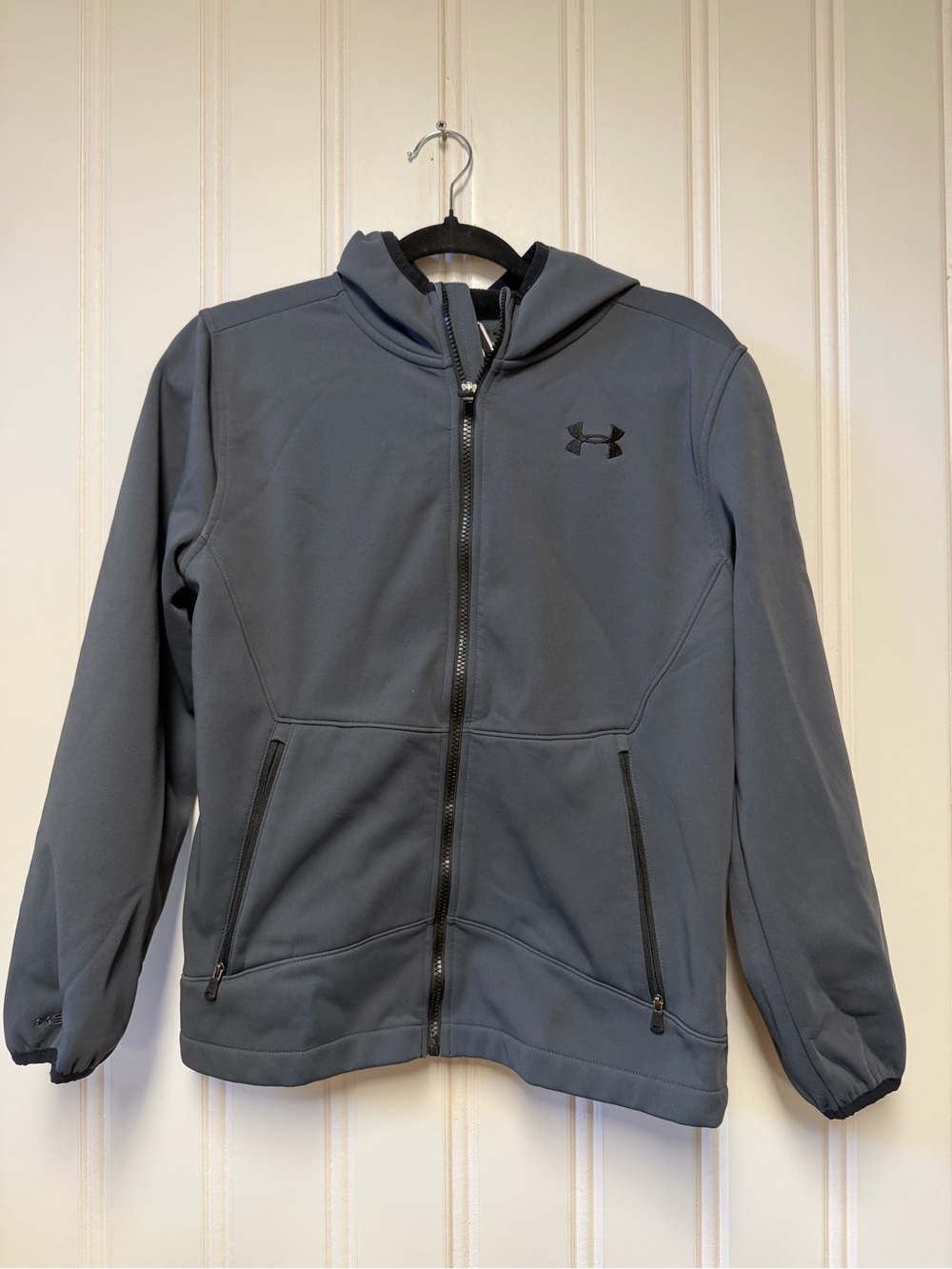 Under Armour Youth Large ColdGear Storm Gray Full Zip Hooded Jacket